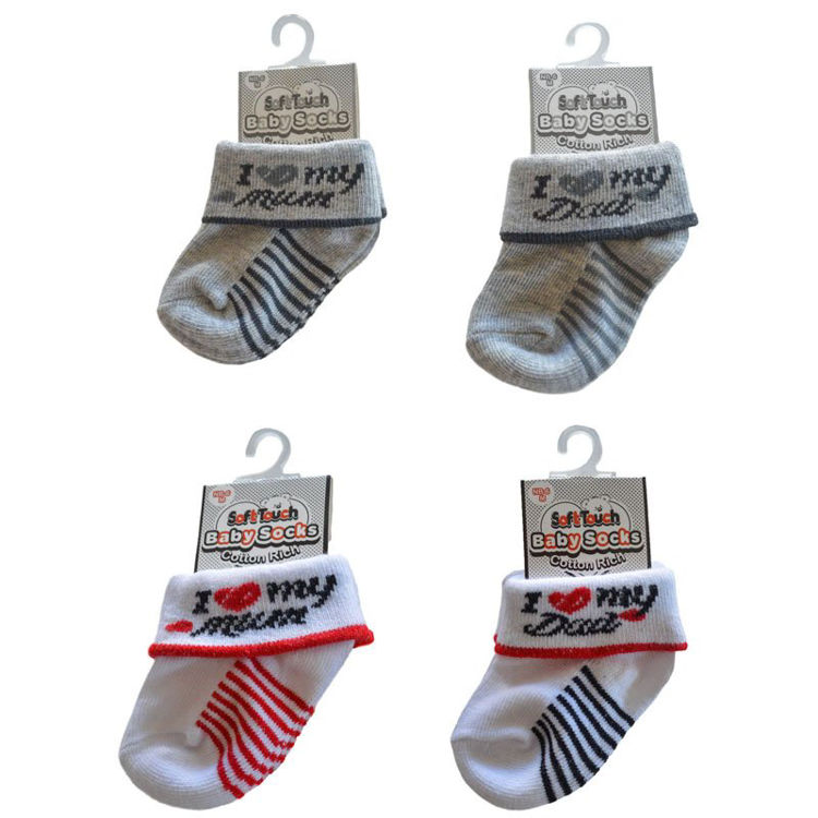 Picture of S288: I LOVE MUM/DAD BABY SOCKS (NB-6 MONTHS)